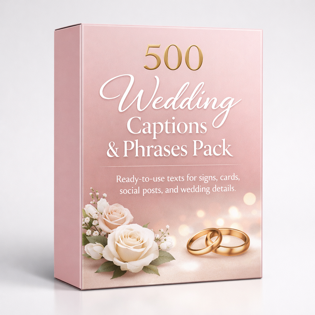 500 Wedding Captions & Phrases Pack